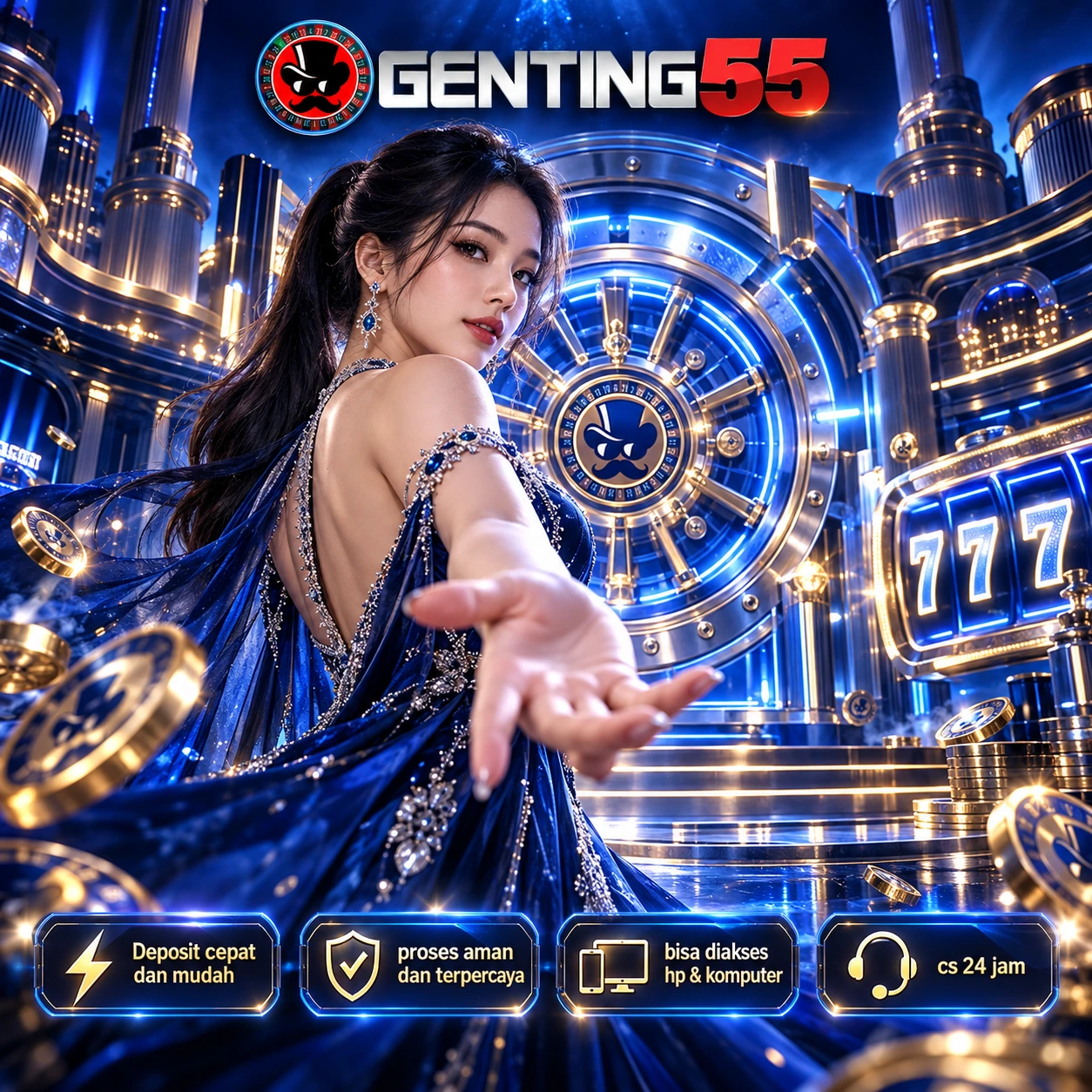 Ilustrasi resmi GENTING55 — Atrium Brankas Futuristik